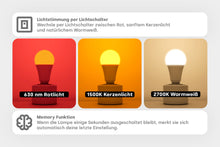 Carica l'immagine nel visualizzatore della galleria, LED E27 - 3 in 1 a luce rossa, a lume di candela e bianco caldo